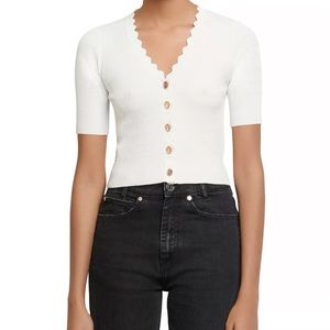 Sandro Cecil Scalloped Short-Sleeve Cardigan
